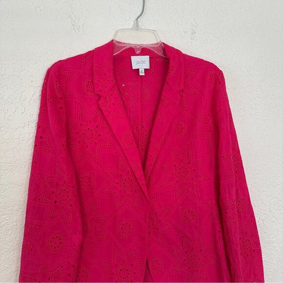 Jade by Johnny Was Joanna Eyelet Blazer Kolbie Pants Set Pink Love Potion S/M - Picture 3 of 11